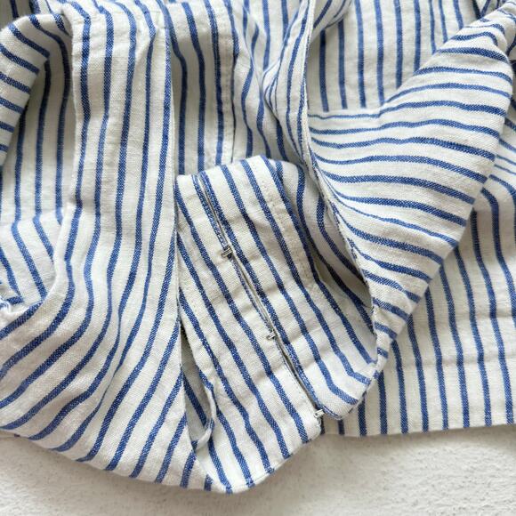 Madewell Blue White Striped Linen Hook-Eye Crop Top, Size 0 - Picture 5 of 6
